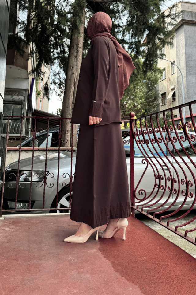 MissWhence Triko Takım Kahve Miss240-2409