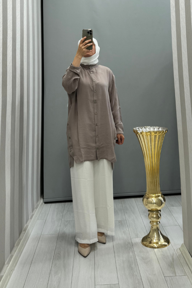 Invee Button Detailed Jazz Tunic Mink 6941
