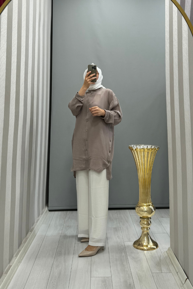 Invee Button Detailed Jazz Tunic Mink 6941