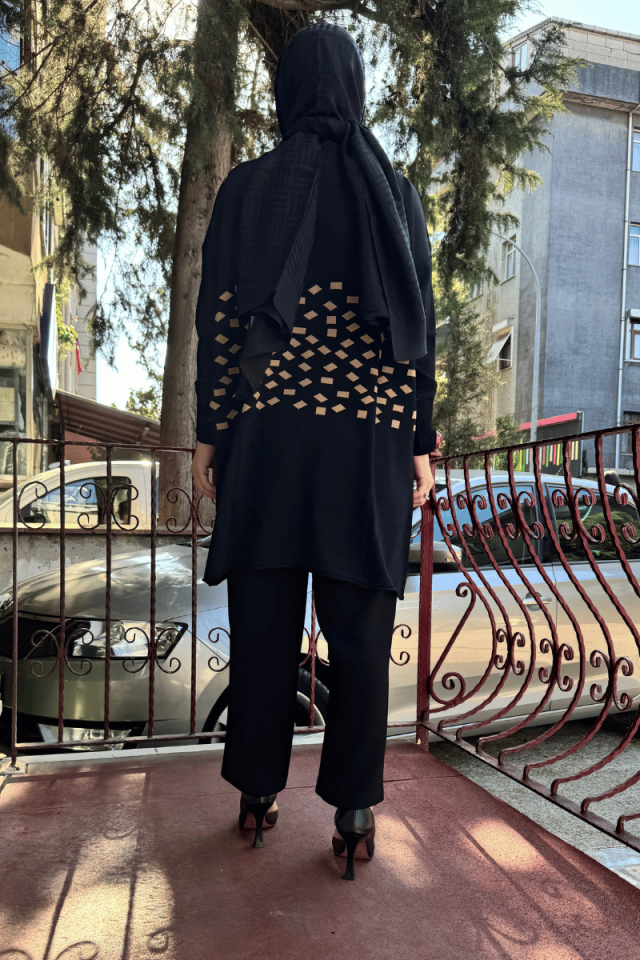MissWhence Damalı Triko Tunik Camel Miss242
