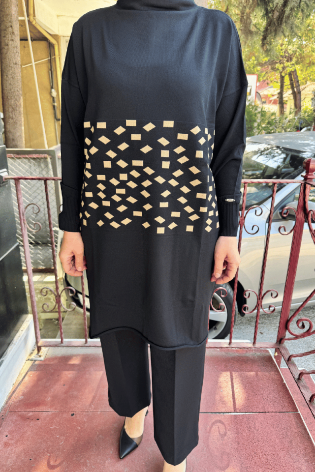 MissWhence Damalı Triko Tunik Camel Miss242