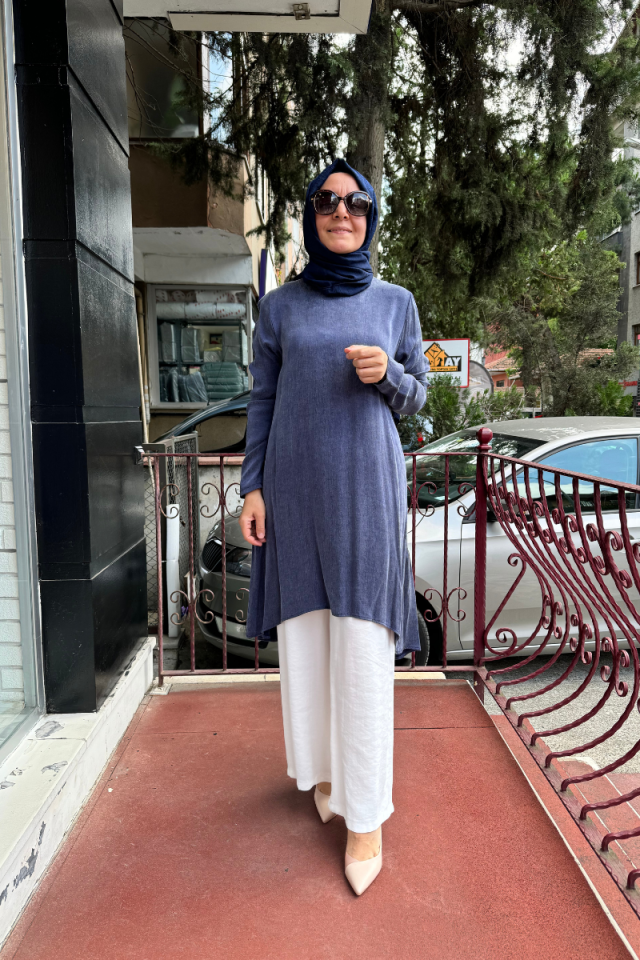 Almarwah Lyocell Basic Tunik Lacivert 102174