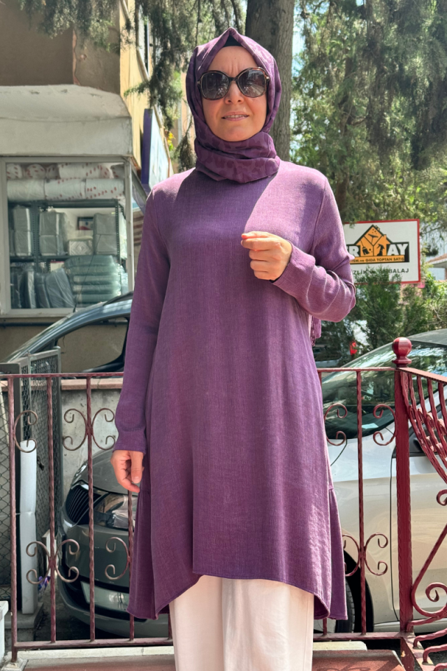Almarwah Lyocell Basic Tunik Mürdüm 102174