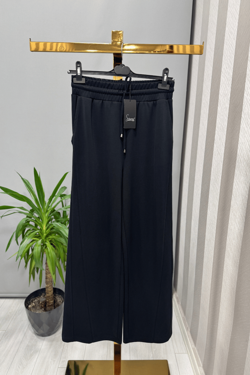 Sentez Divanna Modal Geniş Paça Pantolon Siyah 5584