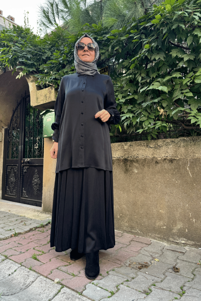 Miss Dalida Cupro Gömlek Siyah T25K-3001
