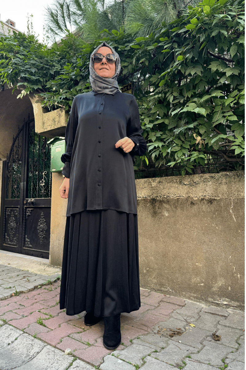 Miss Dalida Cupro Kloş Etek Siyah T25K-2005