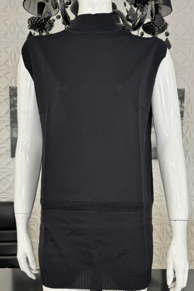 Ghisa Front Knitwear Back Combed Cotton Sleeveless Tunic GSBASIC4185