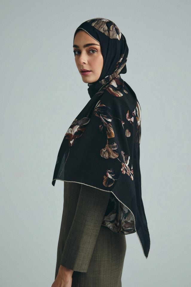Maisa KEHRİBAR PAMUK İPEK ŞAL 70*190 CM - KAHVERENGİ