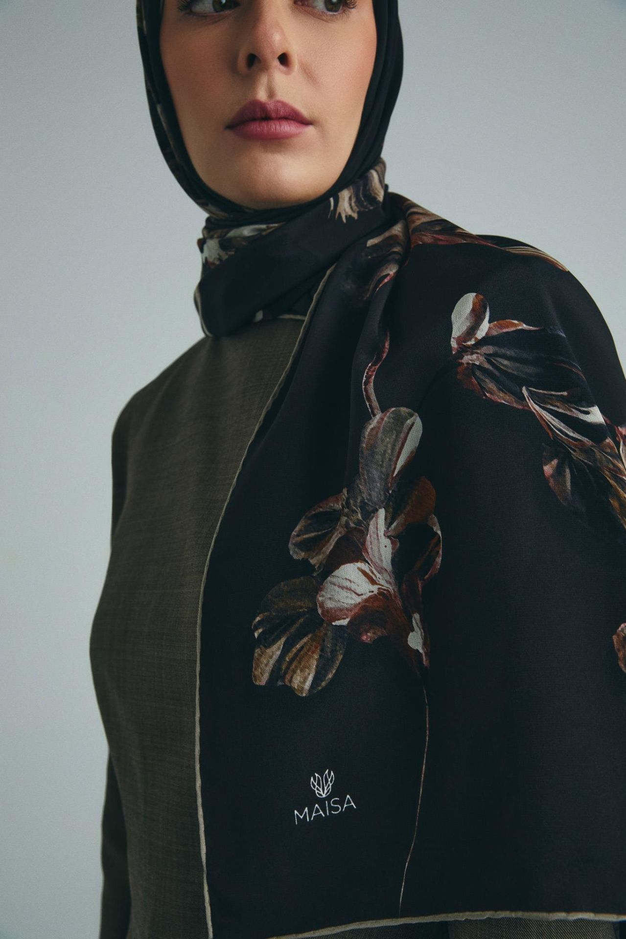 Maisa KEHRİBAR PAMUK İPEK ŞAL 70*190 CM - KAHVERENGİ