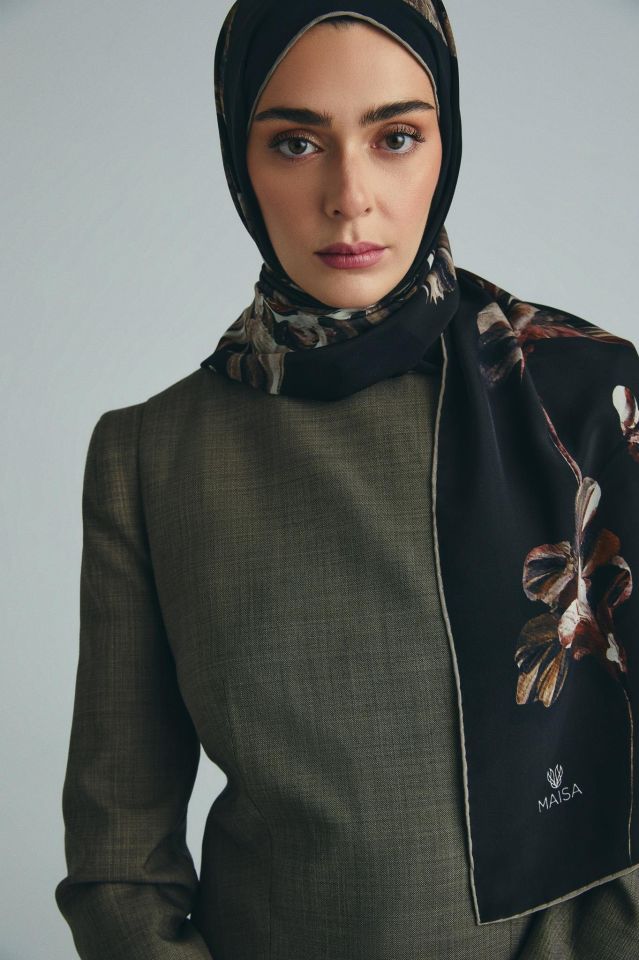 Maisa KEHRİBAR PAMUK İPEK ŞAL 70*190 CM - KAHVERENGİ