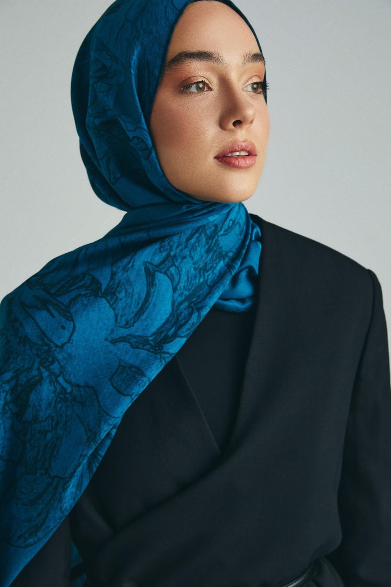 Maisa KEHRİBAR PAMUK İPEK ŞAL 70*190 CM - PETROL MAVİSİ