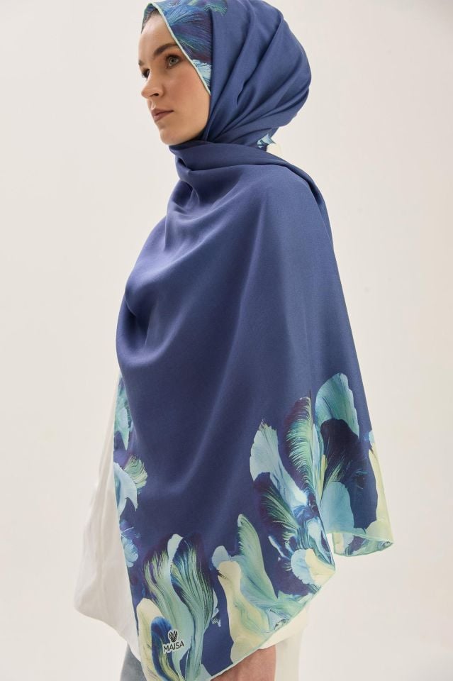 Maisa HUŞ PAMUK İPEK ŞAL 70*190 CM - GECE MAVİSİ