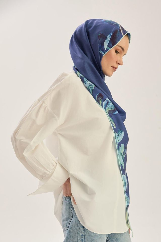 Maisa HUŞ PAMUK İPEK ŞAL 70*190 CM - GECE MAVİSİ