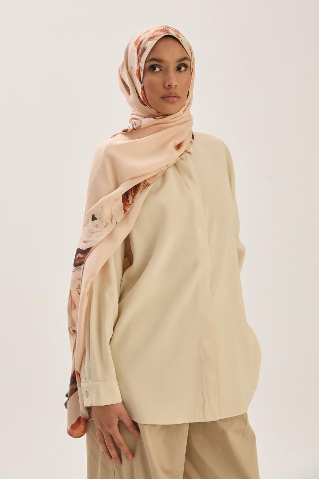 Maisa HUŞ PAMUK İPEK ŞAL 70*190 CM - KAHVERENGİ