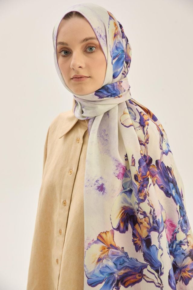 Maisa REYYA PAMUK İPEK ŞAL 70*190 CM - LİLA
