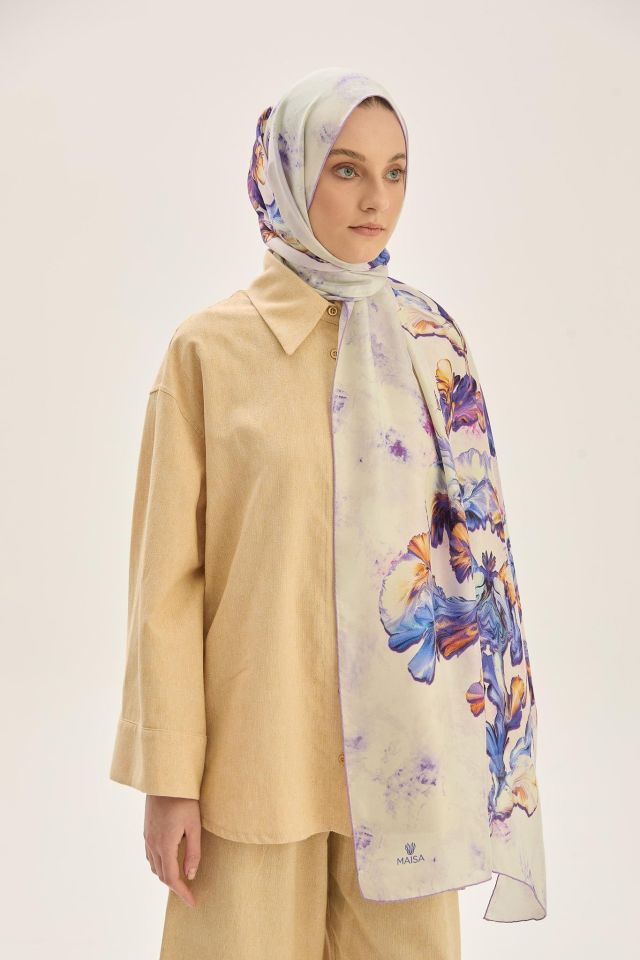 Maisa REYYA PAMUK İPEK ŞAL 70*190 CM - LİLA