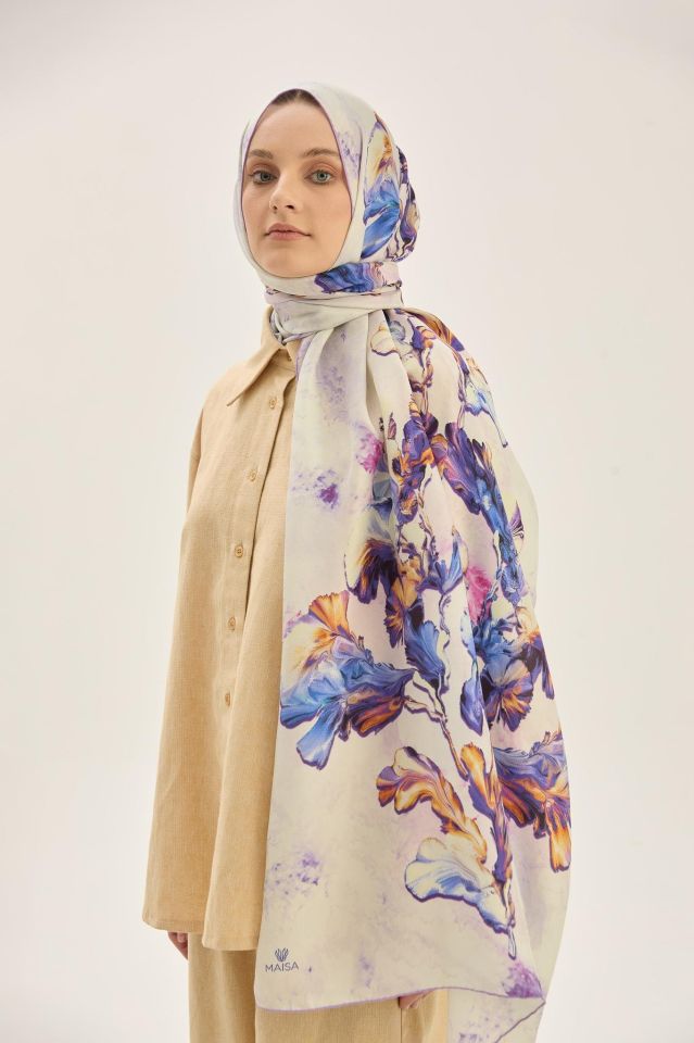 Maisa REYYA PAMUK İPEK ŞAL 70*190 CM - LİLA