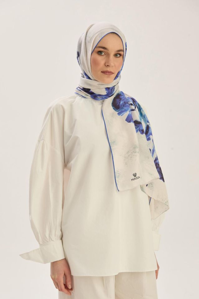 Maisa REYYA PAMUK İPEK ŞAL 70*190 CM - MAVİ