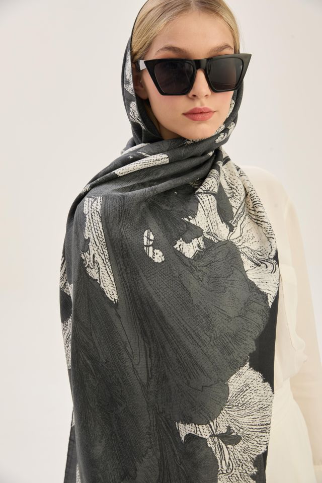 Maisa REŞHA PAMUK İPEK ŞAL 70*190 CM - SİYAH