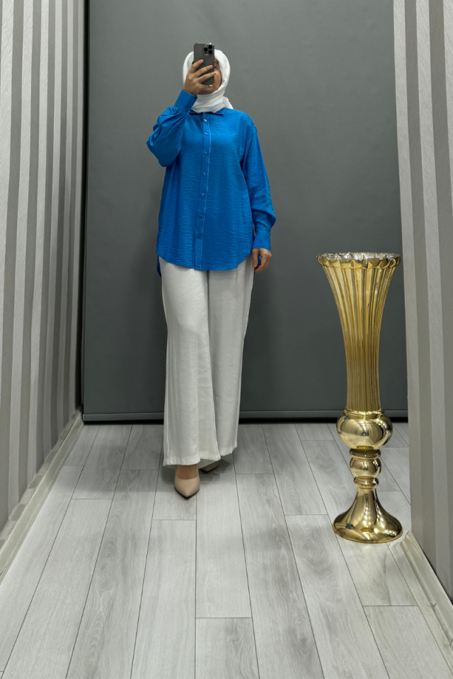 Almarwah Stitch Detail Shirt Blue 101937