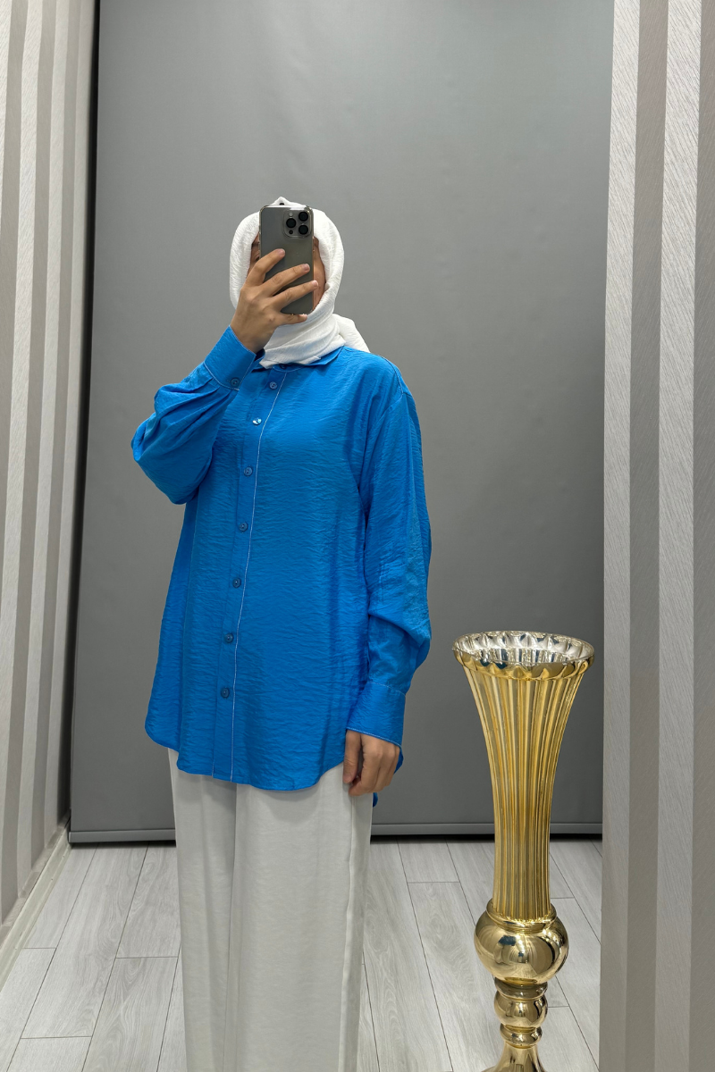 Almarwah Stitch Detail Shirt Blue 101937