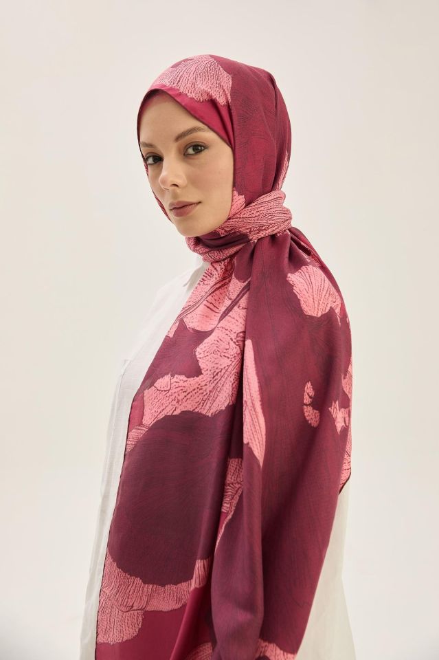 Maisa REŞHA PAMUK İPEK ŞAL 70*190 CM - VİŞNE