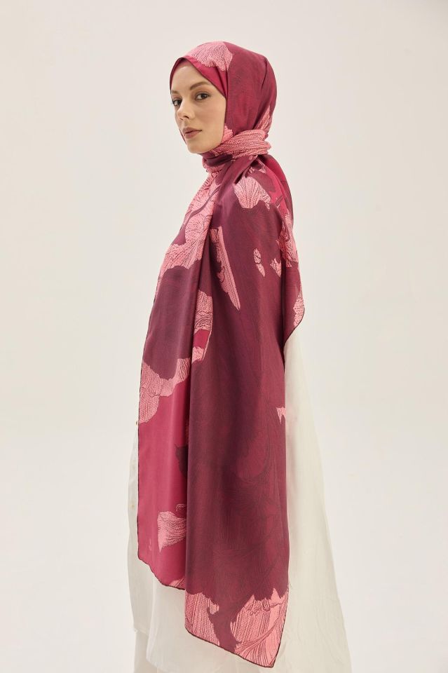 Maisa REŞHA PAMUK İPEK ŞAL 70*190 CM - VİŞNE