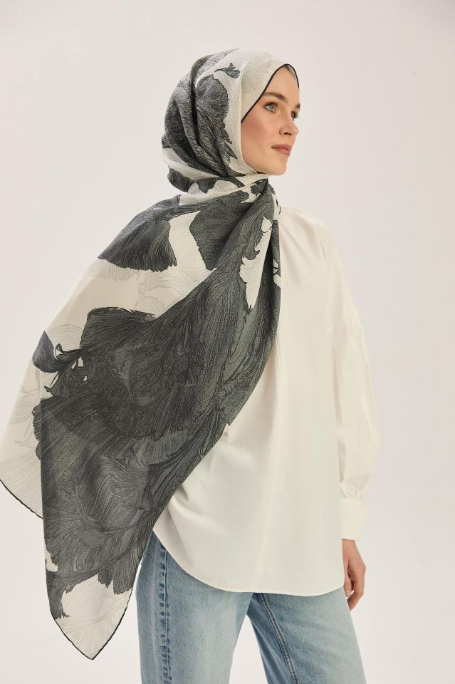 Maisa REŞHA PAMUK İPEK ŞAL 70*190 CM - EKRU