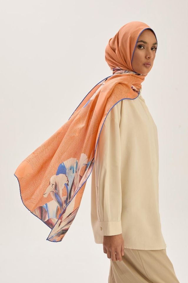 Maisa MİRA PAMUK İPEK ŞAL 70*190 CM - TURUNCU