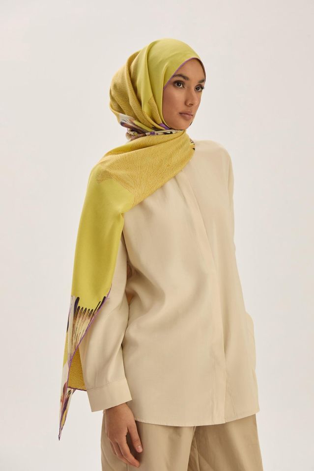 Maisa MİRA PAMUK İPEK ŞAL 70*190 CM - HARDAL
