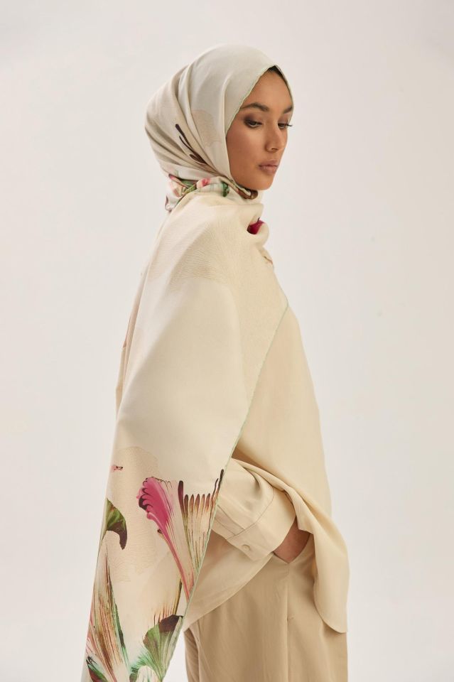 Maisa MİRA PAMUK İPEK ŞAL 70*190 CM - BEJ