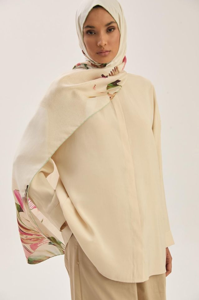 Maisa MİRA PAMUK İPEK ŞAL 70*190 CM - BEJ