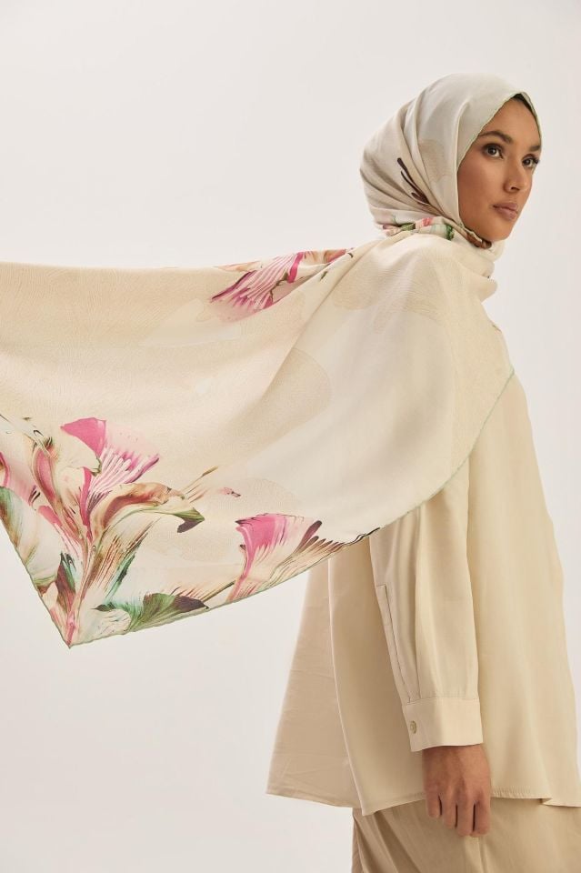 Maisa MİRA PAMUK İPEK ŞAL 70*190 CM - BEJ