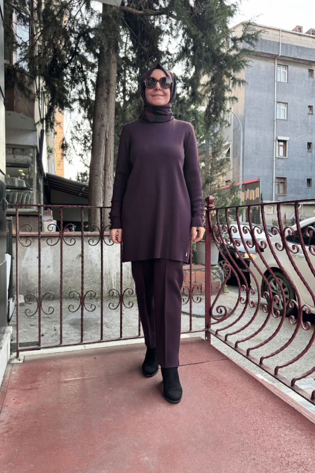 Miss Dalida Dar Paça Triko Pantolon Bordo T25K-7000