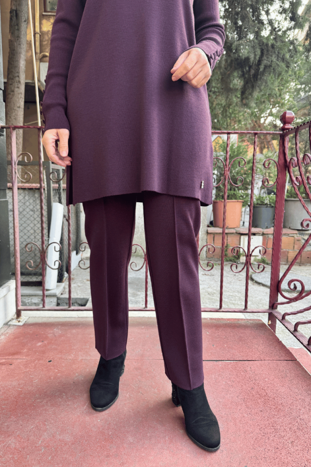 Miss Dalida Dar Paça Triko Pantolon Bordo T25K-7000