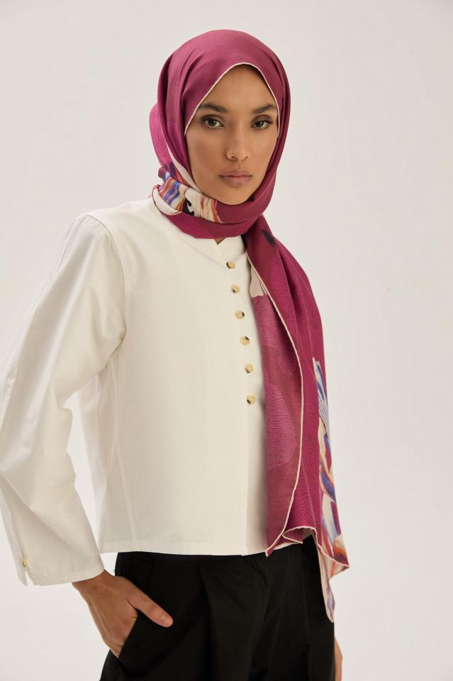 Maisa MİRA PAMUK İPEK ŞAL 70*190 CM - VİŞNE