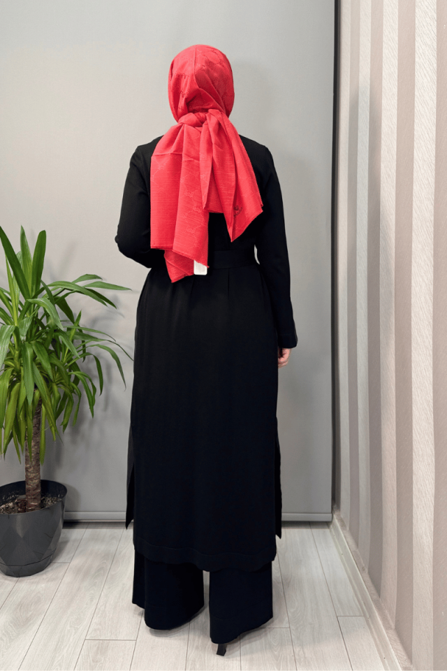 Miss Dalida Şal Yaka Cupro Triko İkili Kap Siyah T25Y-0006