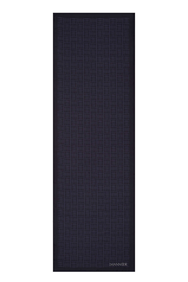 Imannoor Iman Square Navy Blue Twill Silk Shawl 70x210