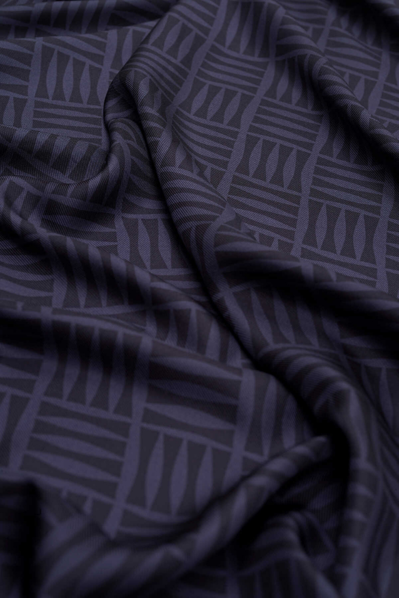 Imannoor Iman Square Navy Blue Twill Silk Shawl 70x210