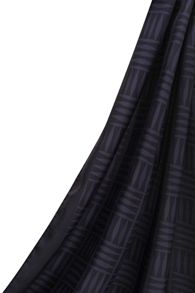 Imannoor Iman Square Navy Blue Twill Silk Shawl 70x210