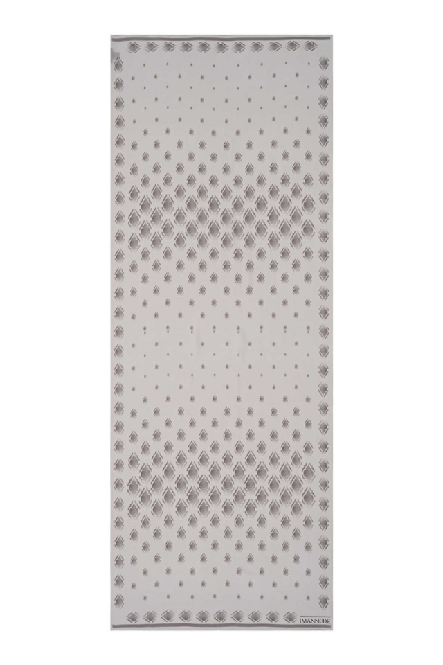 İmannoor Damlalar Gri Krep İpek Şal 80x200