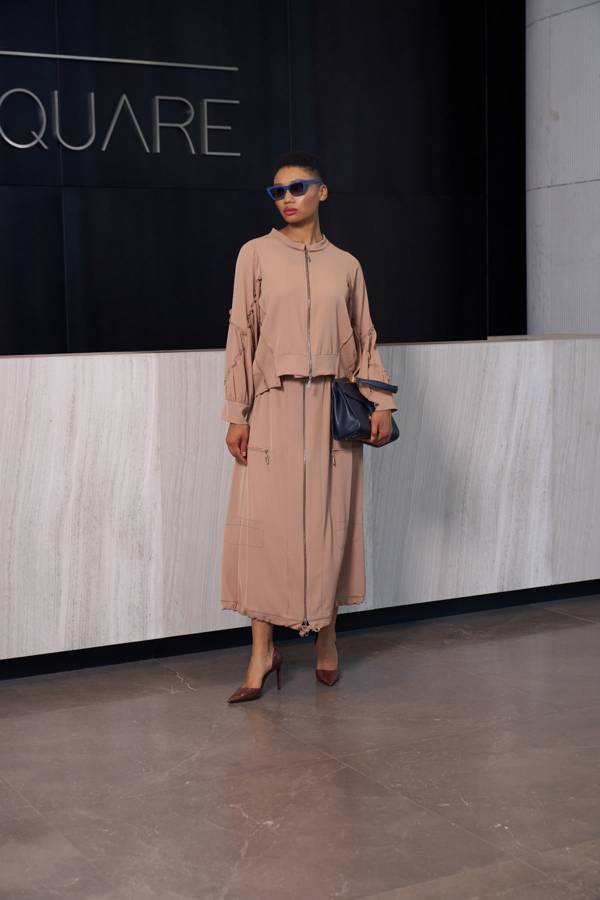 Misswhence Zippered Skirt Blouse Set 34207
