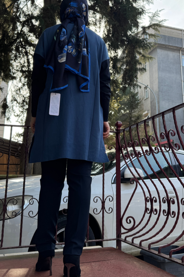 İnvee Yarım Boğazlı Triko Tunik İndigo 6862