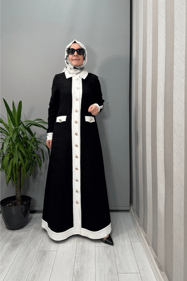 Miss Dalida Tüvit Kumaş Uzun Şık Kap Siyah T25Y-4057