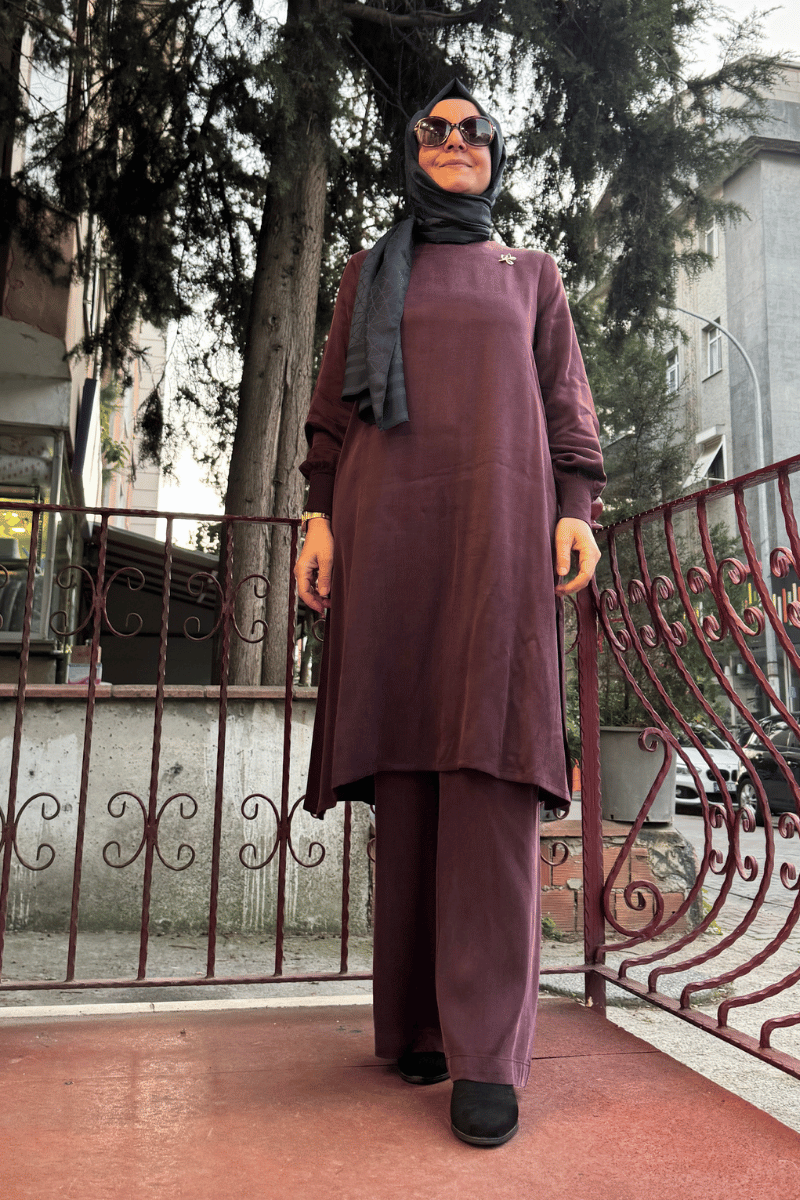Miss Dalida A Kesim Cupro Tunik Bordo T25K-6004