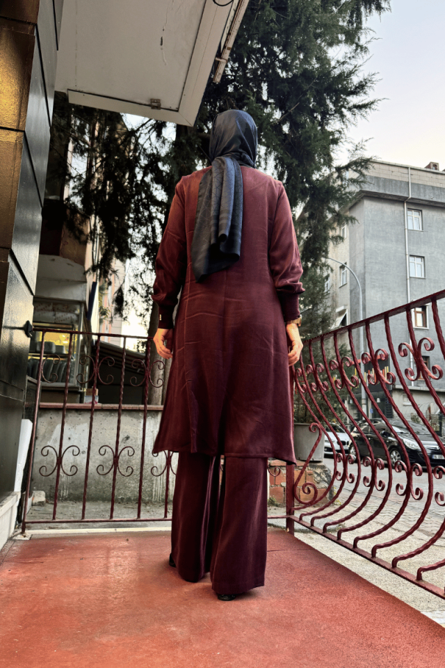 Miss Dalida A Kesim Cupro Tunik Bordo T25K-6004