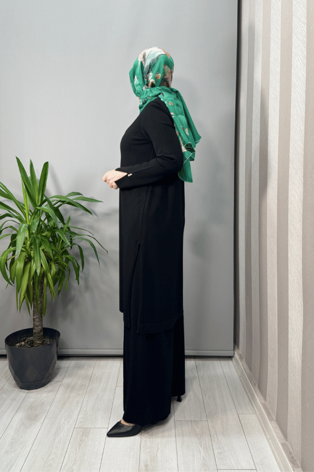 Miss Dalida Fermuar Detaylı Triko Tunik Siyah T25Y-6017