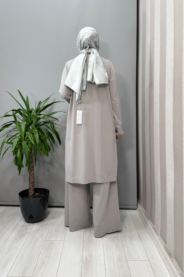 Miss Dalida Fermuar Detaylı Triko Tunik Gri T25Y-6017