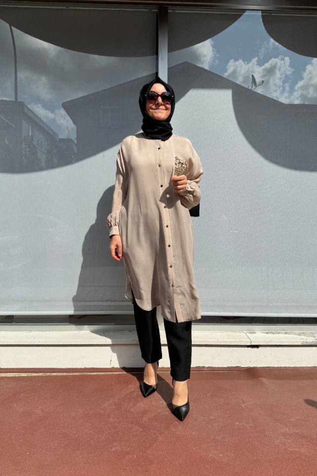 Ghisa Sequin Detailed Cupra Tunic Stone 4YGSTNK4668