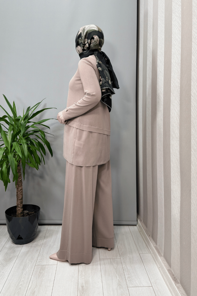 Miss Dalida Etek Ucu Cupro Asimetrik Kesim Triko Tunik Mink T25Y-6009